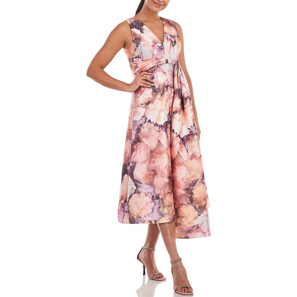 Midi V-Neck Cocktail and Party Dress