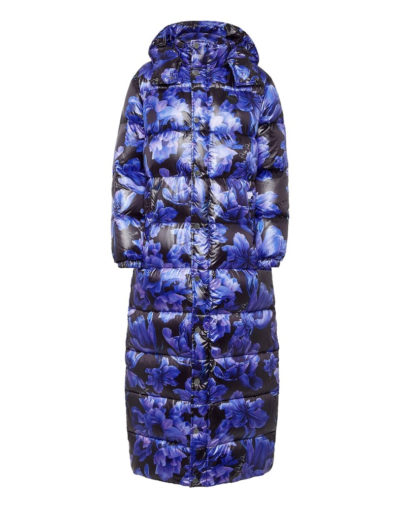 Nylon Superlong Down Jacket Flowers 7676521971772