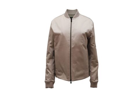 Theory Bomber Jacket in Beige Triacetate 7766514335804