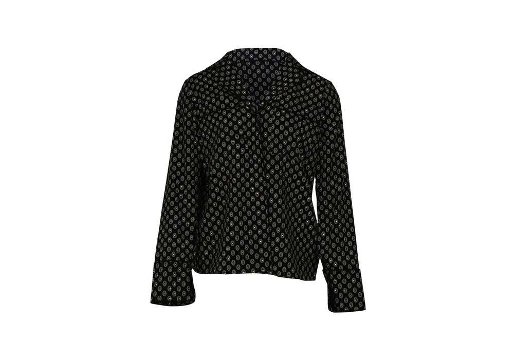 Michael Kors Studded Medallion Crushed Crepe Pajama Shirt in Black Polyester 7766512533564