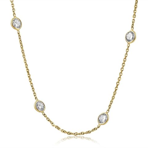 4Ct Diamonds By The Yard Necklace 14K Yellow Gold Lab Grown Station Pendant