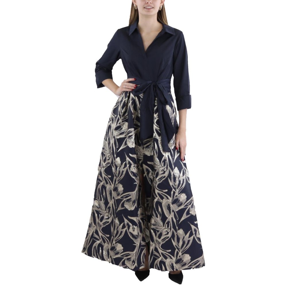 Jacquard Tie Front Shirtdress