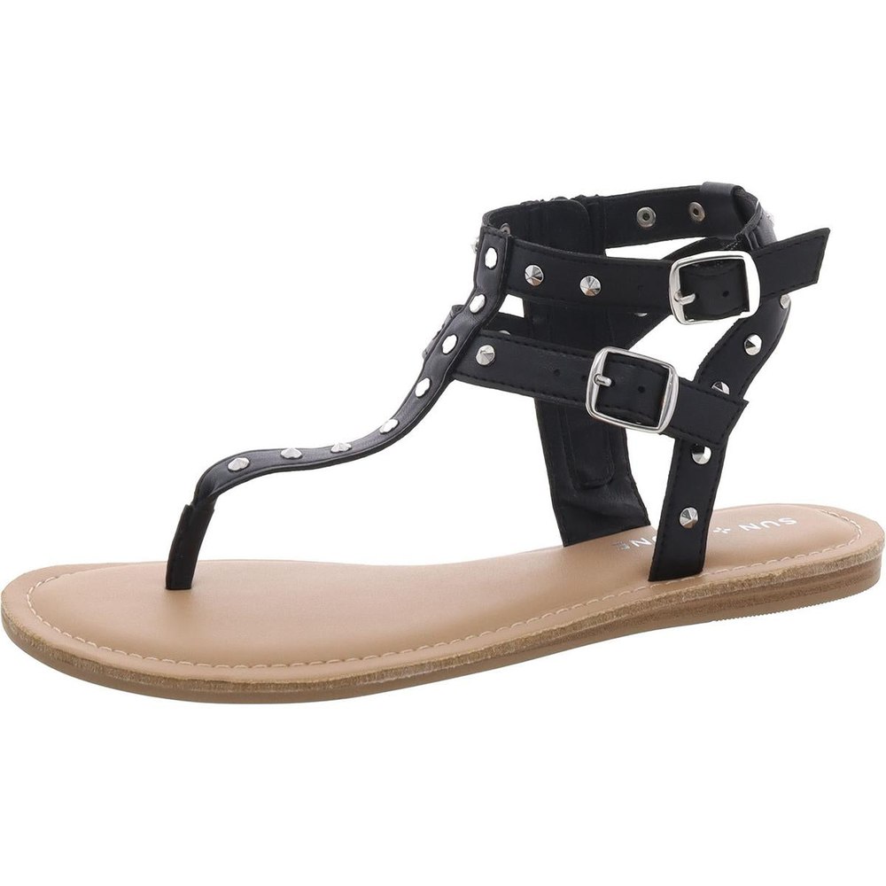 Zipper Embellished Gladiator Sandals
