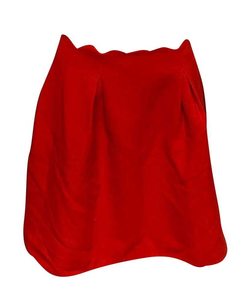 Claudie Pierlot Scalloped Skirt in Red Viscose 7766536323132