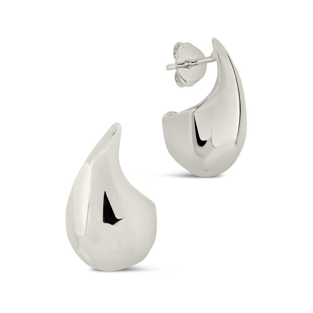 Polished Teardrop Dome Stud Earrings