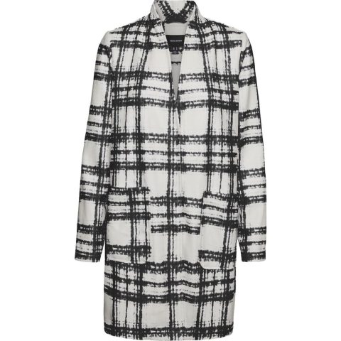 Brushed Freja Plaid Print Mid-Length Jacket
