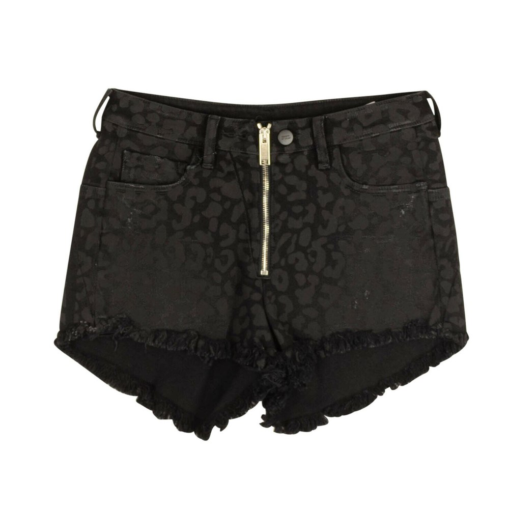 Marcelo Burlon Leopard Print Denim Shorts – Black