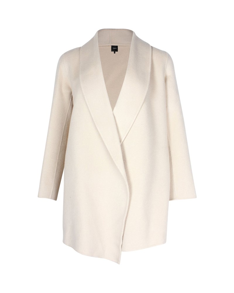 Theory Shawl Collar Short Coat in Beige Cashmere 7766544056380