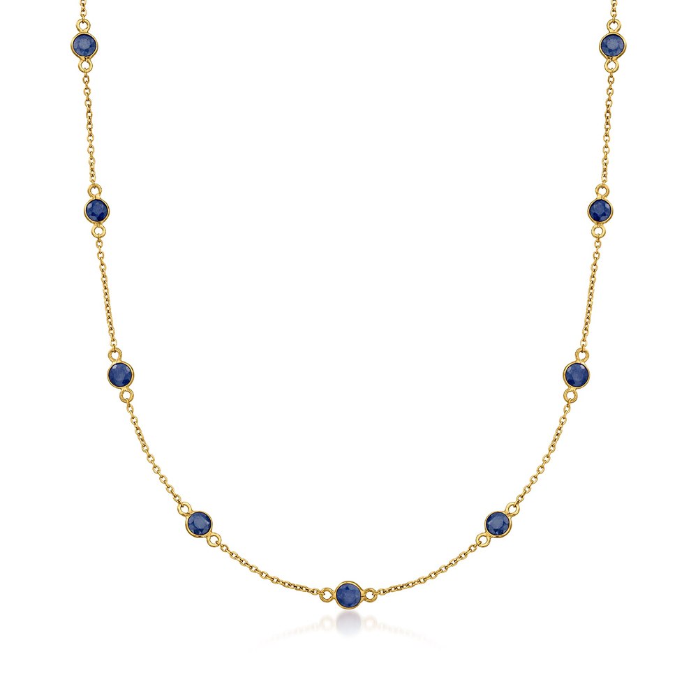 Ross-Simons Sapphire Station Necklace in 18kt Gold Over Sterling