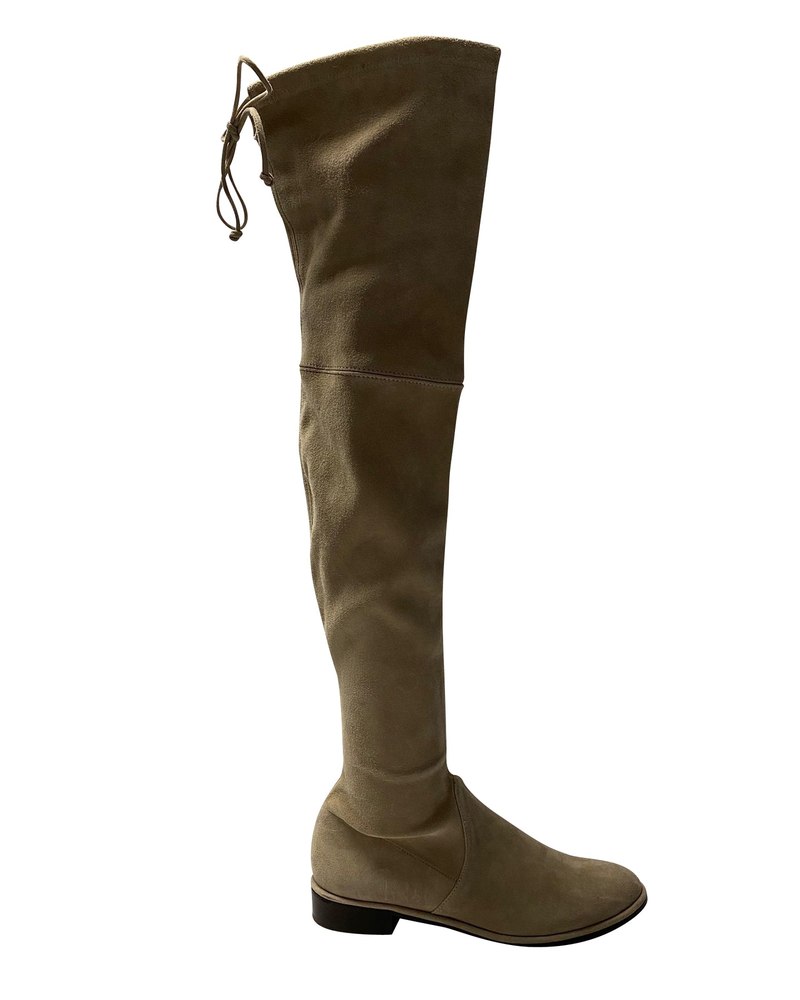 Stuart Weitzman Lowland Boots in Light Beige Suede 7766547628092