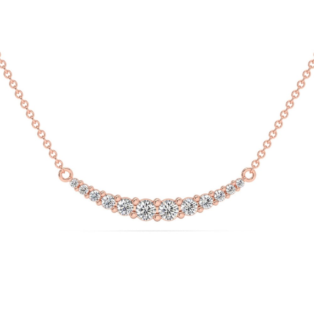 1/2Ct TW Diamond Graduated Bar Necklace 14k Gold Lab Grown Pendant 28mm