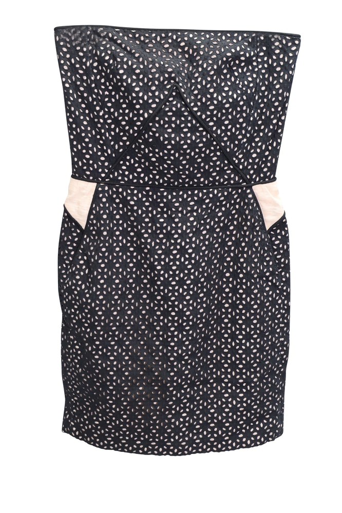 Maje Eyelet Tube Mini Dress in Black Cotton 7766568271932