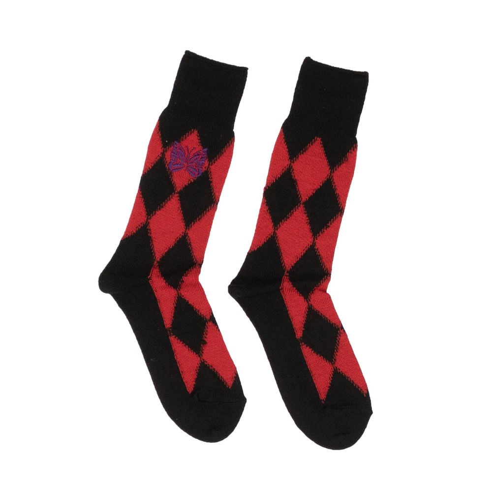 Needles Argyle Socks – Black/Red