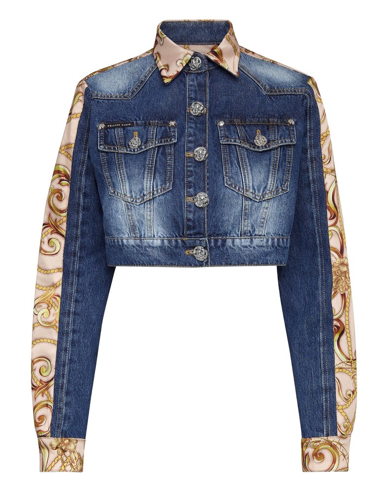 Denim Cropped Jacket New Baroque 7676758687804