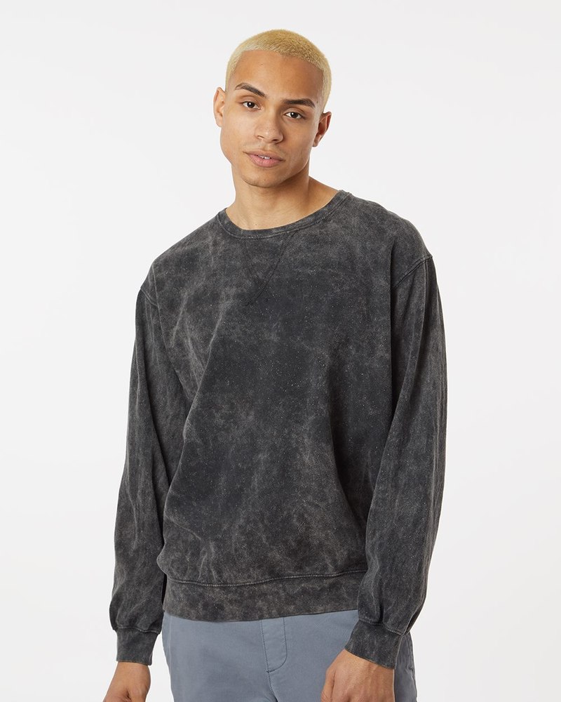 Dyenomite Men’s Premium Fleece Mineral Wash Crewneck Sweatshirt
