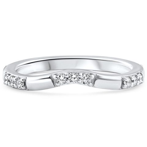 1/3Ct Diamond Contour Wedding Guard Ring Womens Band 14k Gold Lab Grown 7678393483324
