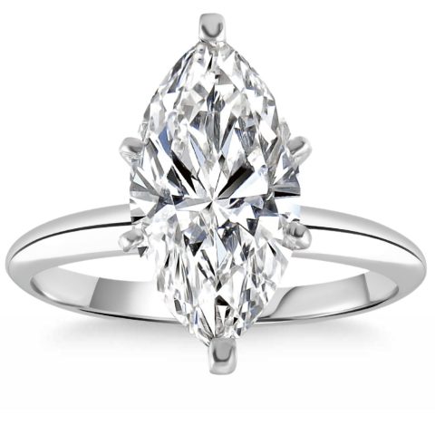 3.17Ct White Gold Certified Lab Grown Marquise Diamond Engagement Ring