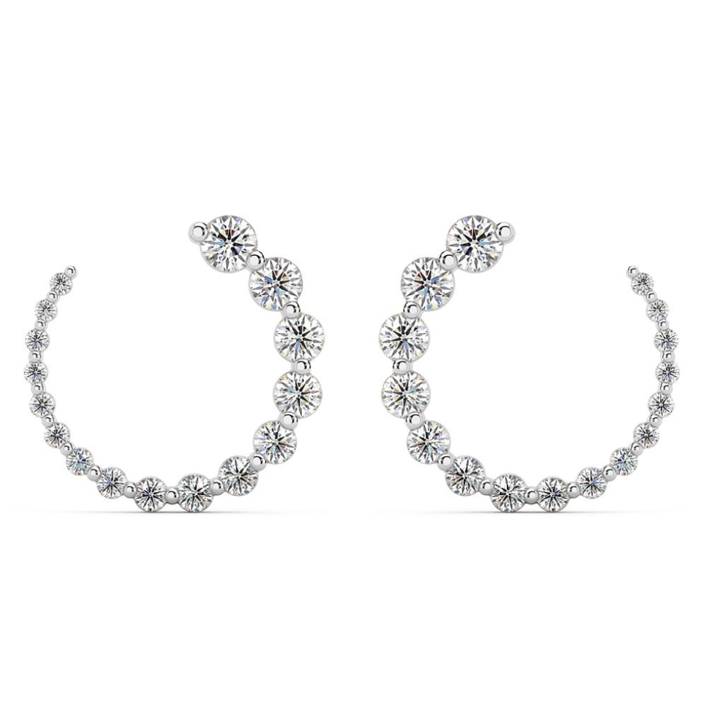 1 1/2Ct Graduated Diamond Circle Earrings 14k Gold Journey Studs Lab Grown