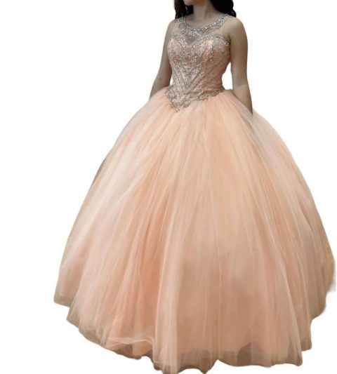 Sleeveless Quinceañera Dress In Peach 7766665887804