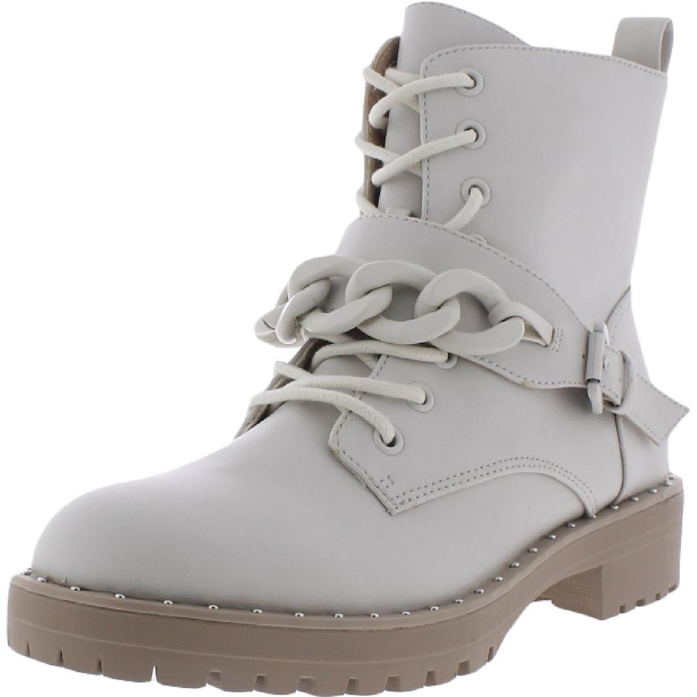 Osten Faux Leather Ankle Combat & Lace-up Boots