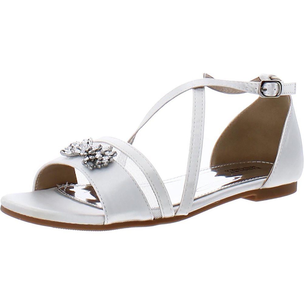 Girls Metallic Rhinestone Slide Sandals