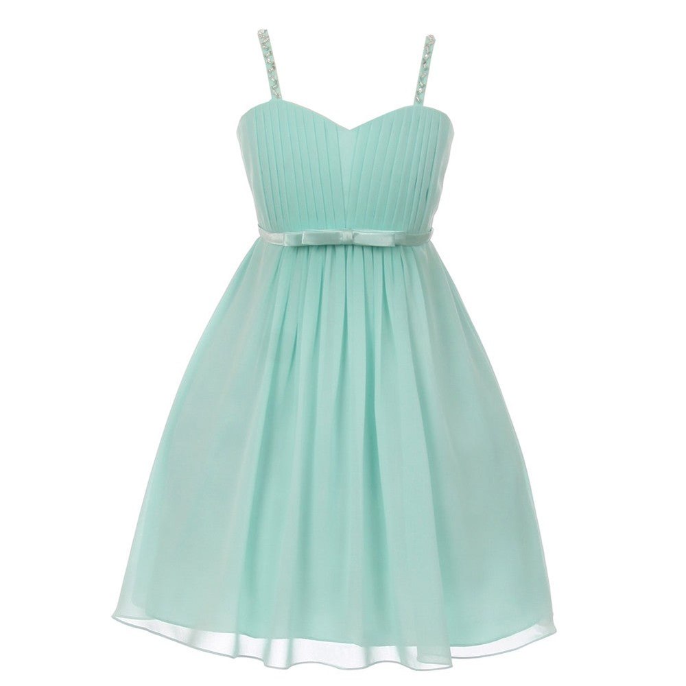 Little Girls Jade Sequin Bead Chiffon Flower Girl Dress 4-6