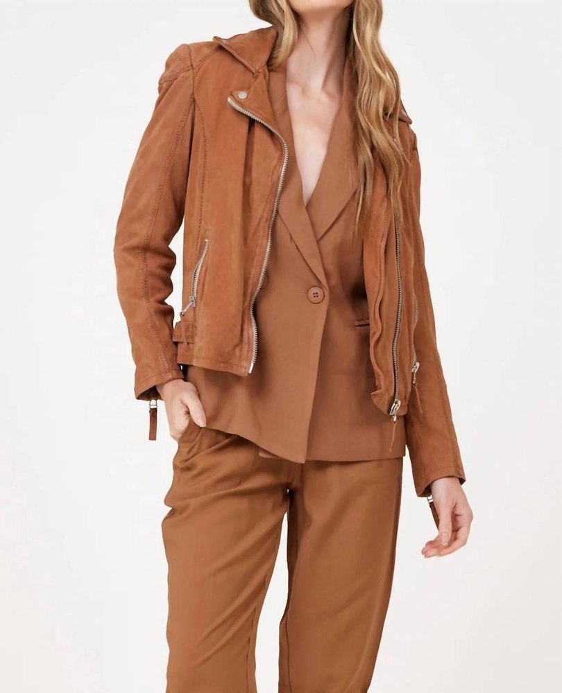 Karyn Leather Jacket In Cognac 7803861041212
