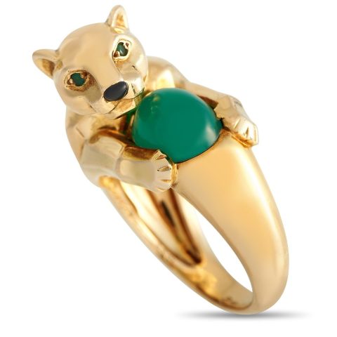 Cartier Panthre 18K Yellow Gold Chalcedony Vedra Ring CA04-120523