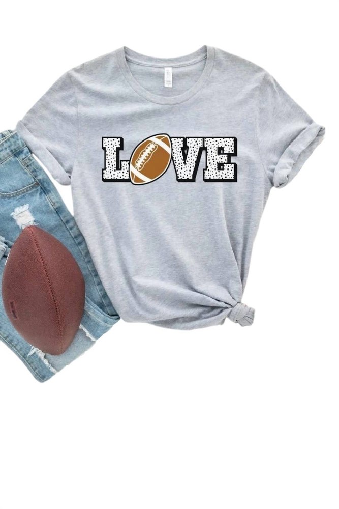 Women’s Love Football Tee In Light Grey 7803887157308