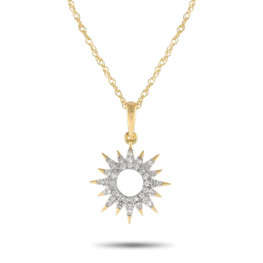 LB Exclusive 14K Yellow Gold 0.10ct Diamond Sunray Necklace PN15157-Y