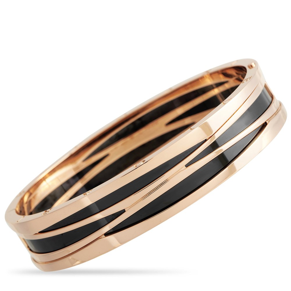 Bvlgari B.zero1 18K Rose Gold Ceramic Bracelet Size Large BV03-020824
