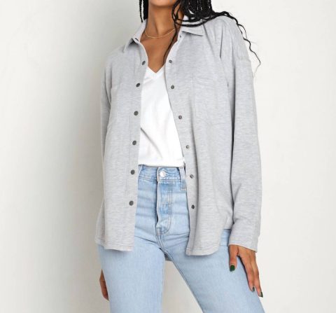 Wfh Modal Shirt Jacket In Heather Grey