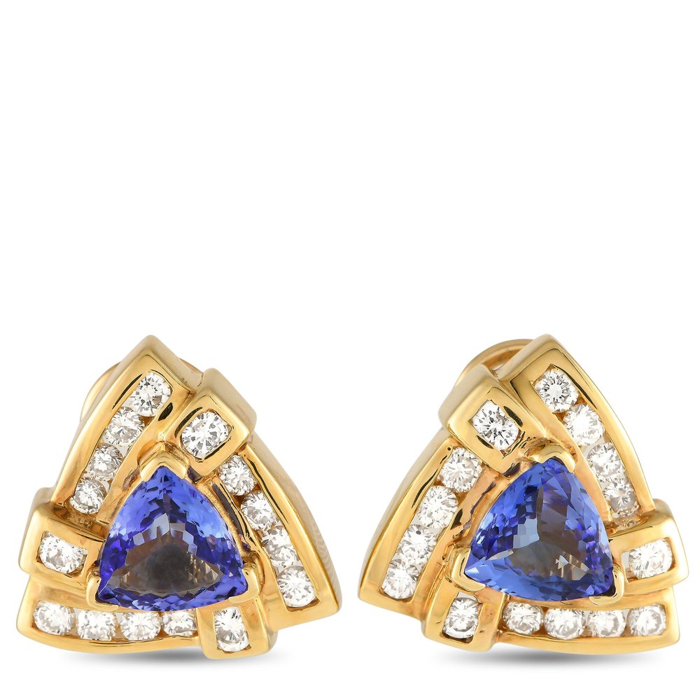 LB Exclusive 14K Yellow Gold Diamond and Tanzanite Earrings MF06-012424
