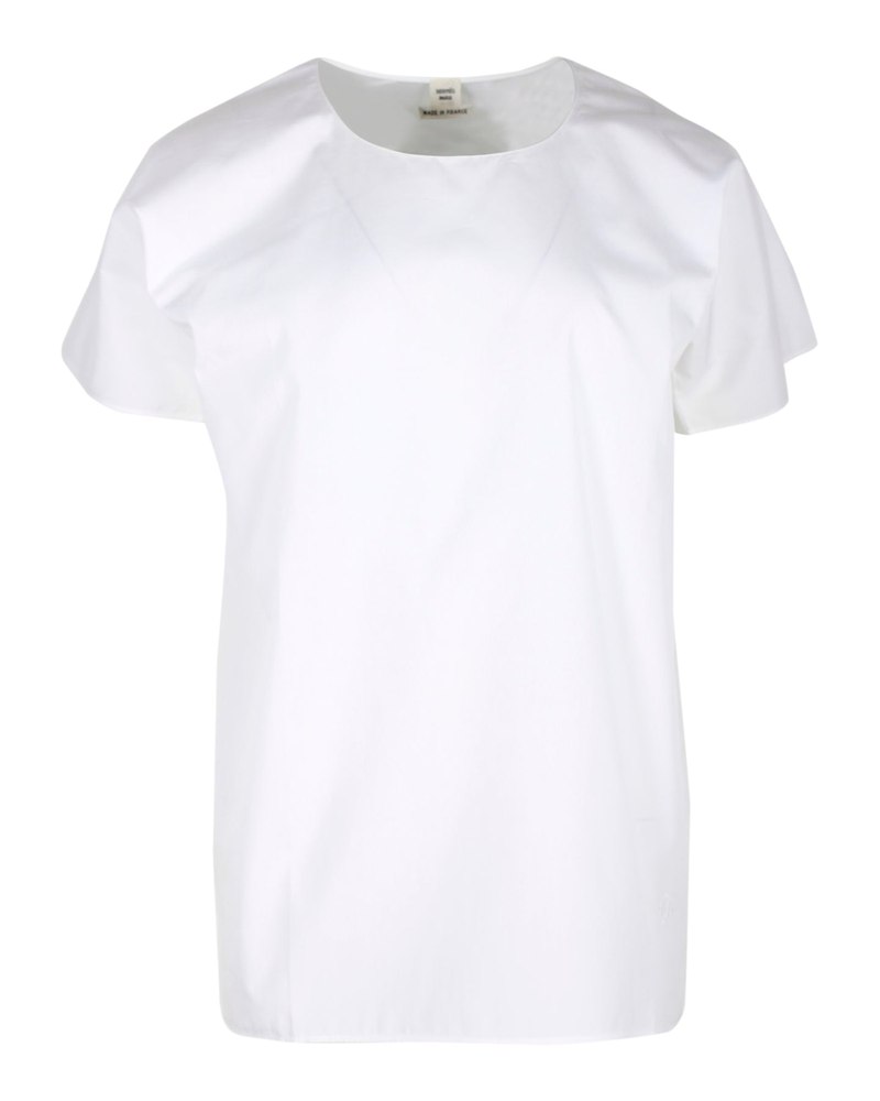 Hermes Short-Sleeved Top in White Cotton 7703675568188