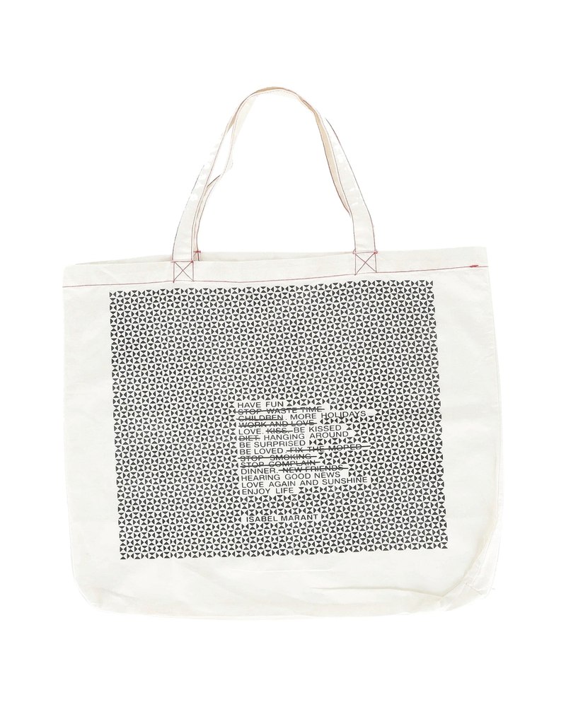 Isabel Marant Printed Tote Bag in White Canvas