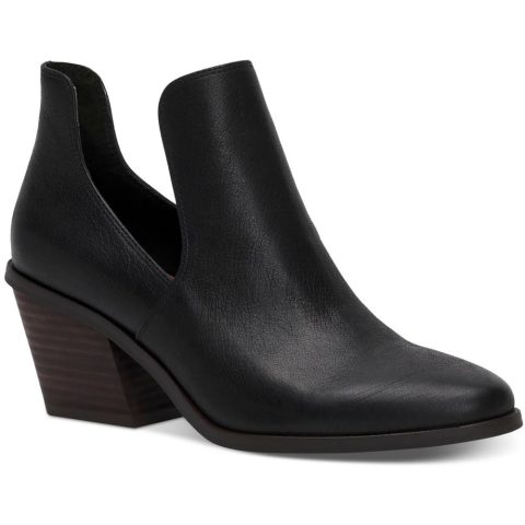 Vellida Leather Stacked Heel Ankle Boots