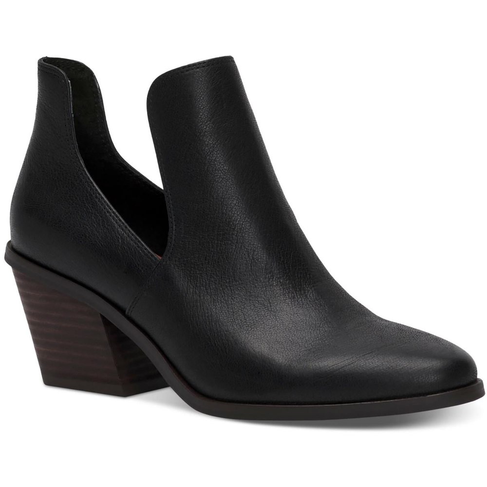 Vellida Leather Stacked Heel Ankle Boots
