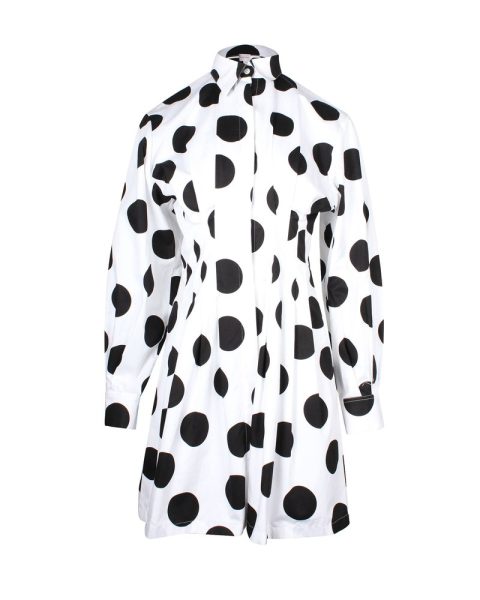 Carolina Herrera Oversized Polka Dot Shirt Dress in White and Black Cotton 7703678320700