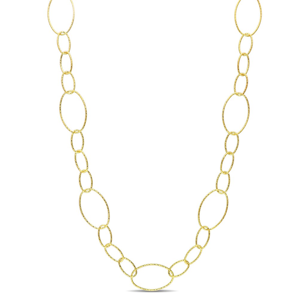 Mimi & Max 13mm Fancy Oval Link Chain Necklace in Yellow Plated Sterling Silver – 24 in