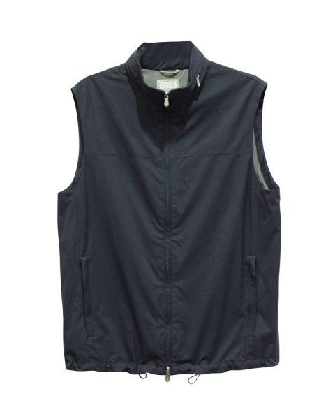 Brunello Cucinelli Zip Up Vest in Navy Blue Nylon 7703683366972