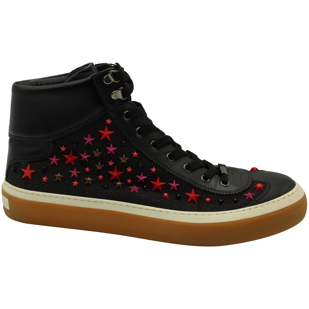 Jimmy Choo Star Stud High Top Sneakers in Black Leather 7703685201980