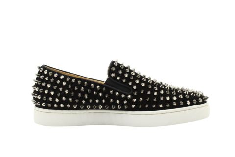 Christian Louboutin Roller-boat Spiked Flat Sneakers in Black Suede 7703684579388