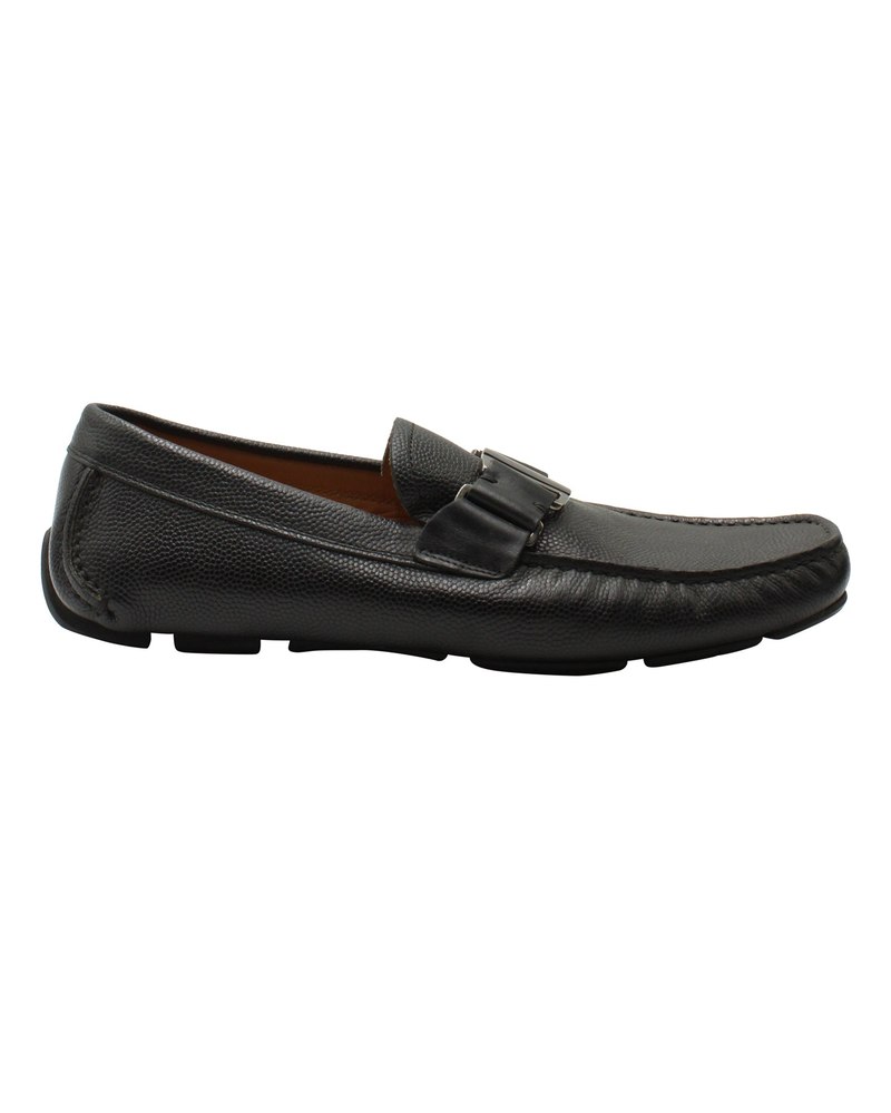 Salvatore Ferragamo Slip-On Loafers in Black Leather 7703686709308