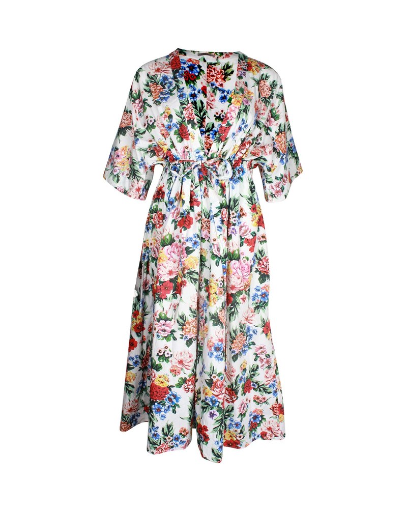 Emilia Wickstead Zarina Floral-Print Kaftan Dress in Multicolor Cotton 7703687004220