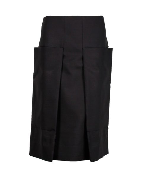 Celine Pleated Skirt in Black Wool 7703687692348