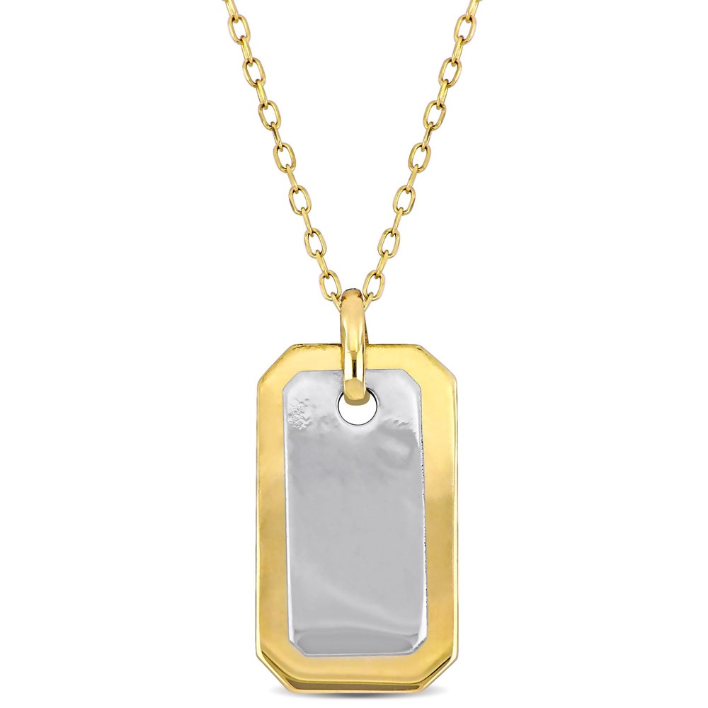 Mimi & Max Dog Tag Necklace in 10k Two-Tone Yellow and White Gold-18 in