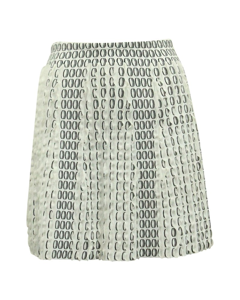 Alaia Knit Skirt with Vertical Frills in White Viscose 7703688249404