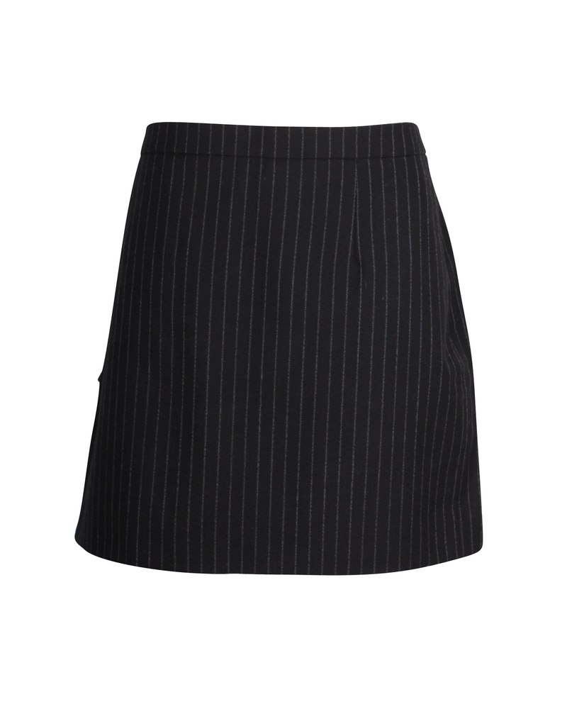 Saint Laurent Pinstriped Mini Skirt in Black Wool 7703688839228
