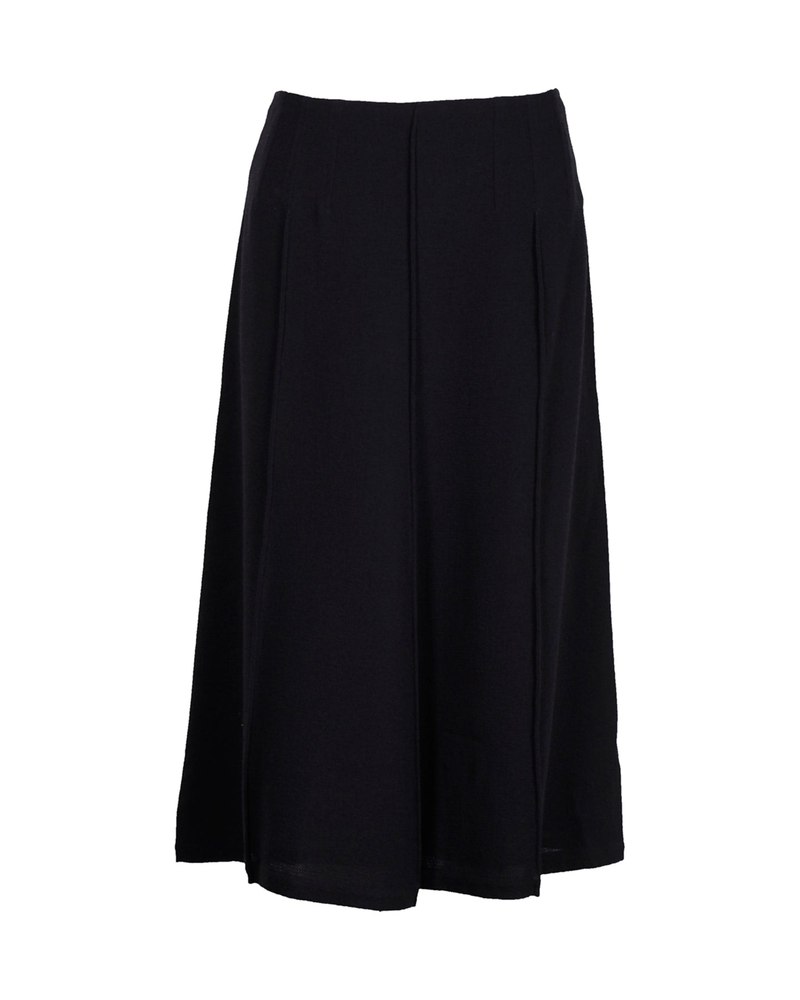 Hermes A-Line Midi Skirt in Navy Blue Wool 7703688642620