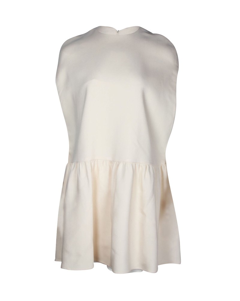 Valentino Garavani Cape-Effect Gathered Mini Dress in Cream Silk 7703689855036